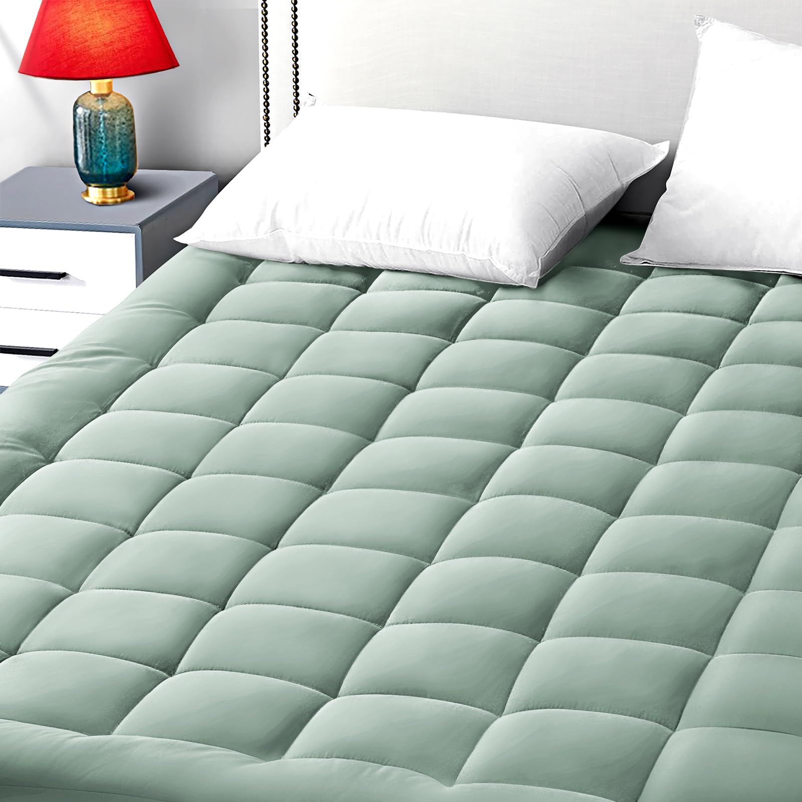 EASELAND Twin XL Mattress Pad Cotton Pillow Top Mattress Topper White | College Dorm Mattress Cover Cooling Cotton Top,8-21" Deep Pocket Protector 39x80 Inches,Boxing Quilted & Machine Washable