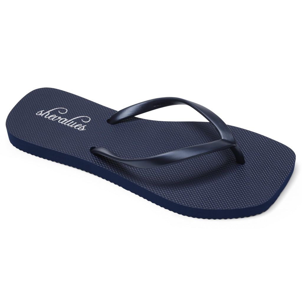 shevalues Slim Square Toe Flip Flops for Women with Comfortable Yoga Mat | Lightweight Non Slip Rubber Sandals for Beach, Shower, Pool & Summer Casual Wear