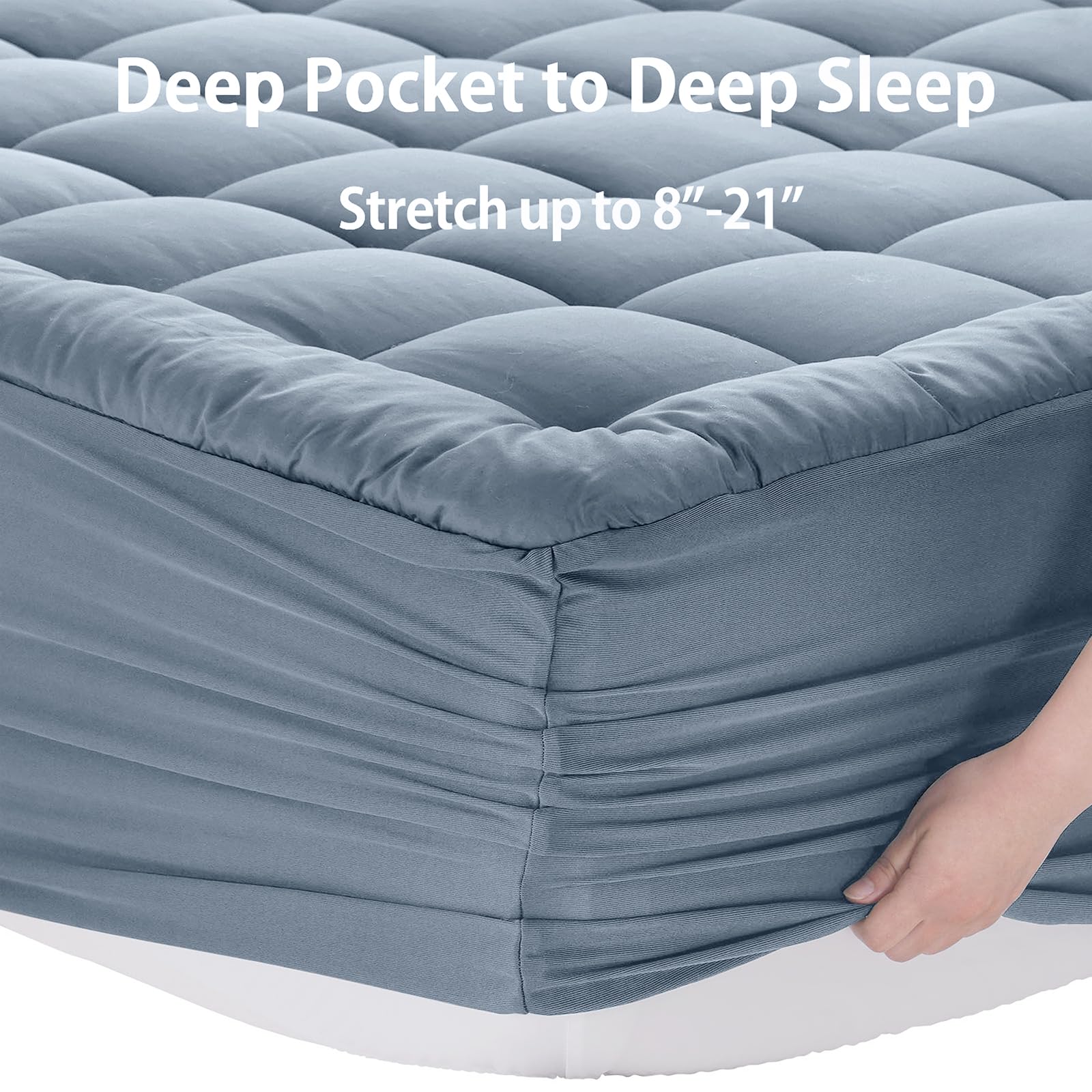 EASELAND Twin XL Mattress Pad Cotton Pillow Top Mattress Topper White | College Dorm Mattress Cover Cooling Cotton Top,8-21" Deep Pocket Protector 39x80 Inches,Boxing Quilted & Machine Washable
