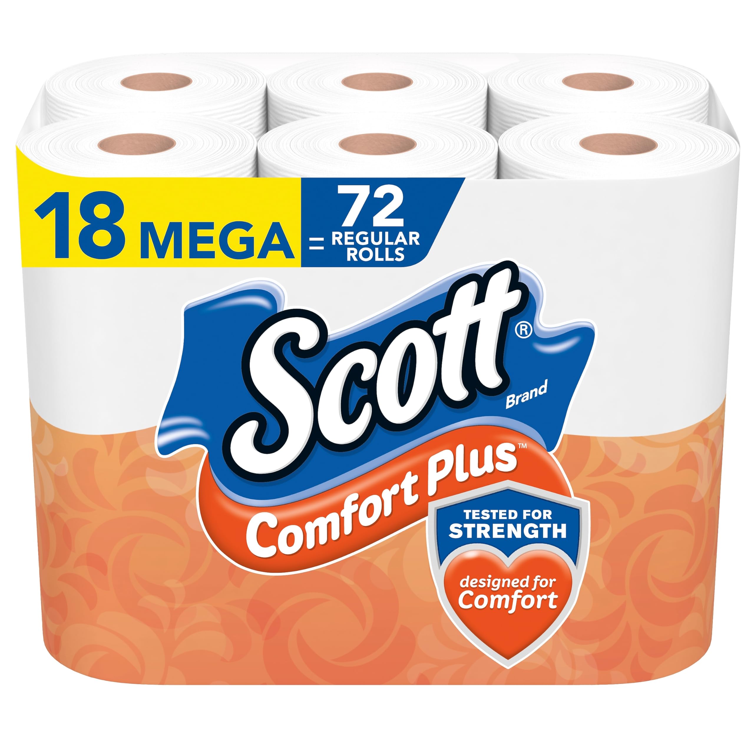 Scott ComfortPlus Toilet Paper, 12 Triple Rolls, 231 Sheets per Roll, Septic-Safe, 1-Ply Toilet Tissue