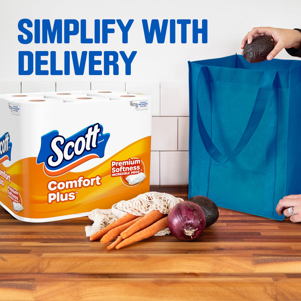 Scott ComfortPlus Toilet Paper, 12 Triple Rolls, 231 Sheets per Roll, Septic-Safe, 1-Ply Toilet Tissue