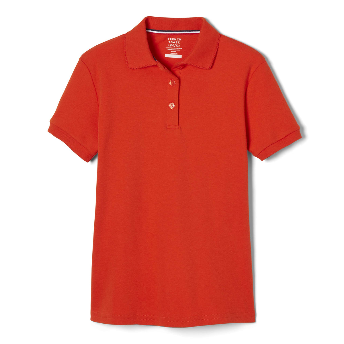 French Toast Girls' Short Sleeve Picot Collar Polo School Uniform Shirt (Standard and Plus)