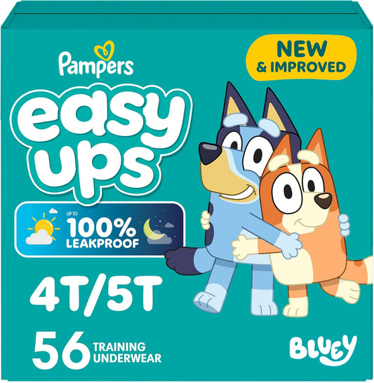 Pampers Training Pants - Easy Ups Boys & Girls Bluey - Size 4T-5T, 56 Count, Children's Potty Underwear (Packaging May Vary)