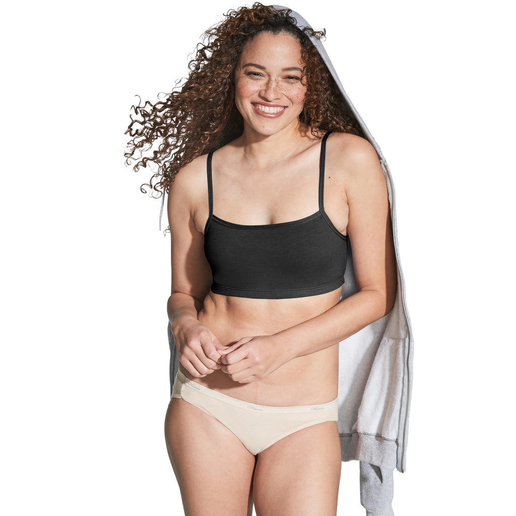 Hanes Women's String Bralette Pack, 3-Pack, Cotton Sports Bralette Bras for Women, Solid or Assorted Wireless Bras