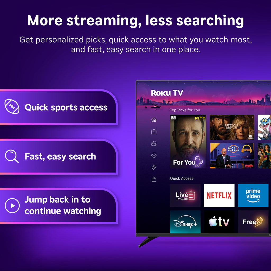 Roku 55-Inch Select Series Smart TV 2026-4K QLED TV - Roku TV | Flat Screen QLED Television with Voice Remote, Wi-Fi & Bluetooth Headphone Mode - Streaming Live Local News, Sports, & Movies