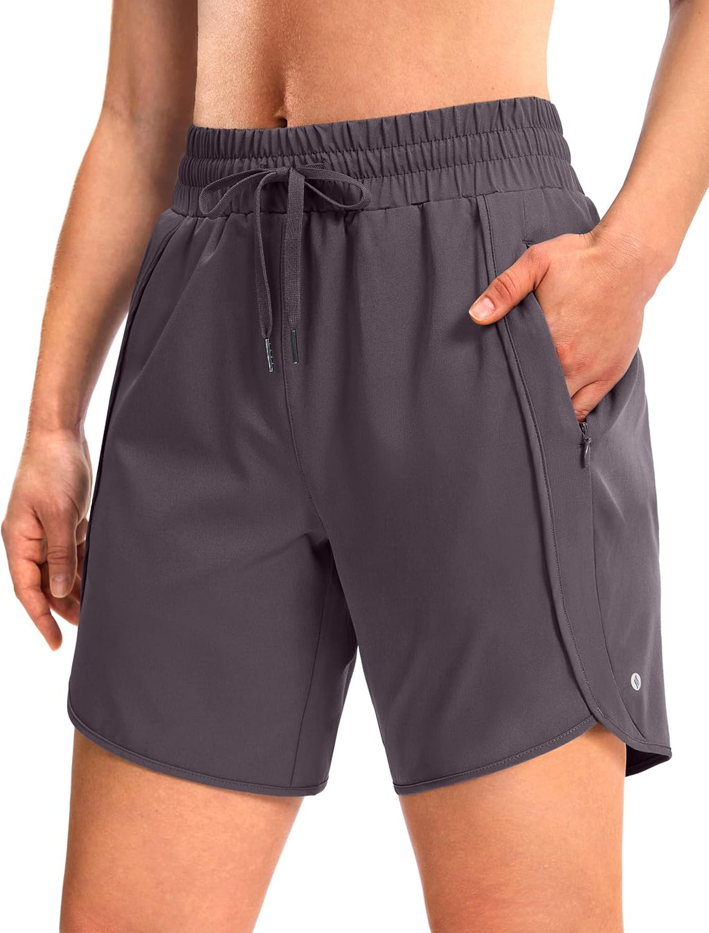 SANTINY Women's 3.5''/5''/7'' Athletic Gym Running Shorts Zipper Pockets | No Liner, High Waisted, Quick Dry, Lightweight, Workout, Shorts for Women
