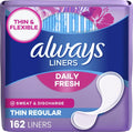 Always Panty Liners for Women Thin No Feel Protection Daily Liners, Regular, Unscented, 162 Count