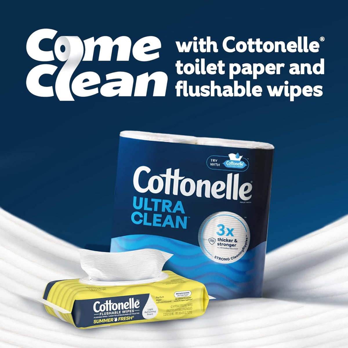 Cottonelle Fresh Feel Flushable Wipes, 8 Packs, 42 Wipes per Pack