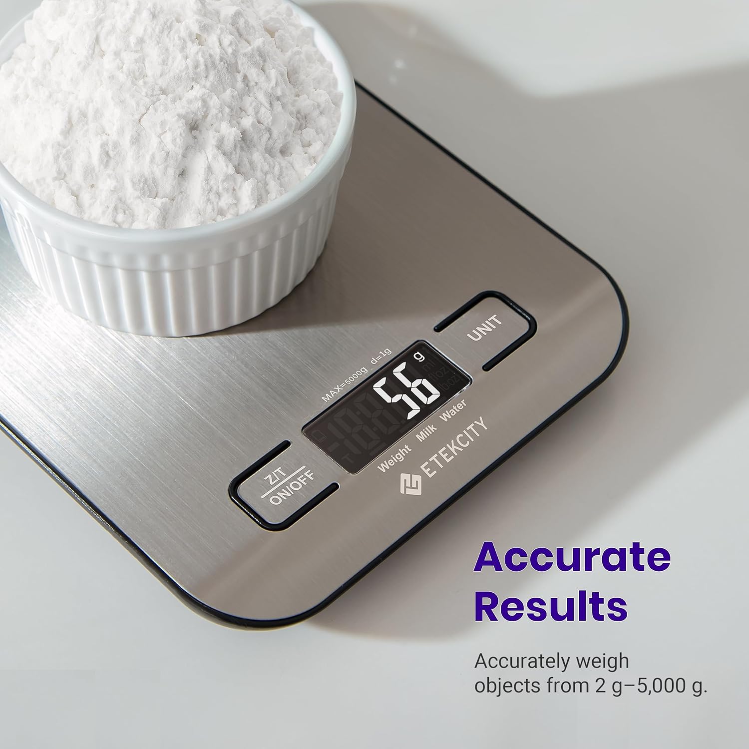 Etekcity Food Kitchen Scale, Digital Grams and Ounces, 11lb | Tare function, ideal for baking, weight loss, keto, meal prep, packages, liquids and jewelry, 304 Stainless Steel