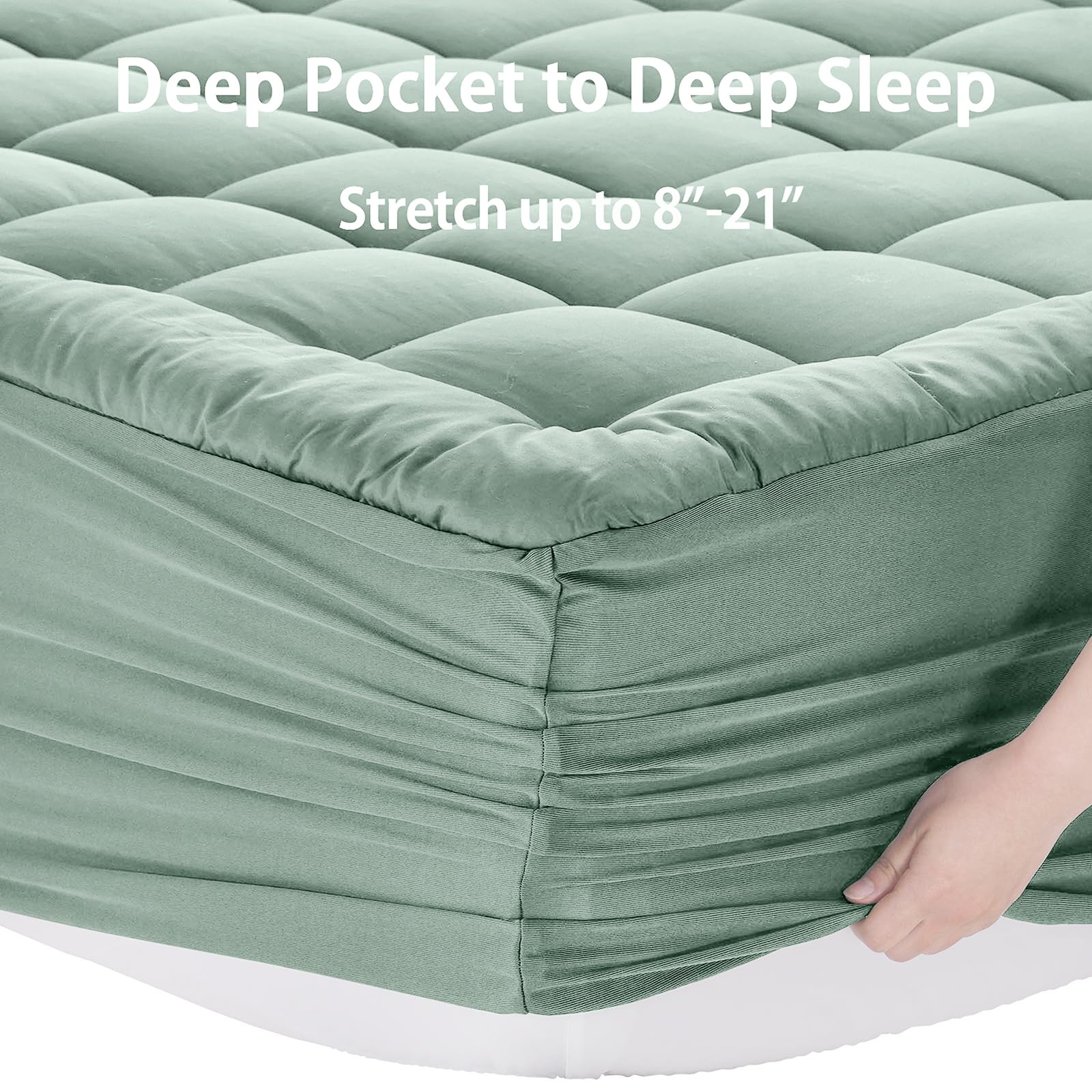 EASELAND Twin XL Mattress Pad Cotton Pillow Top Mattress Topper White | College Dorm Mattress Cover Cooling Cotton Top,8-21" Deep Pocket Protector 39x80 Inches,Boxing Quilted & Machine Washable