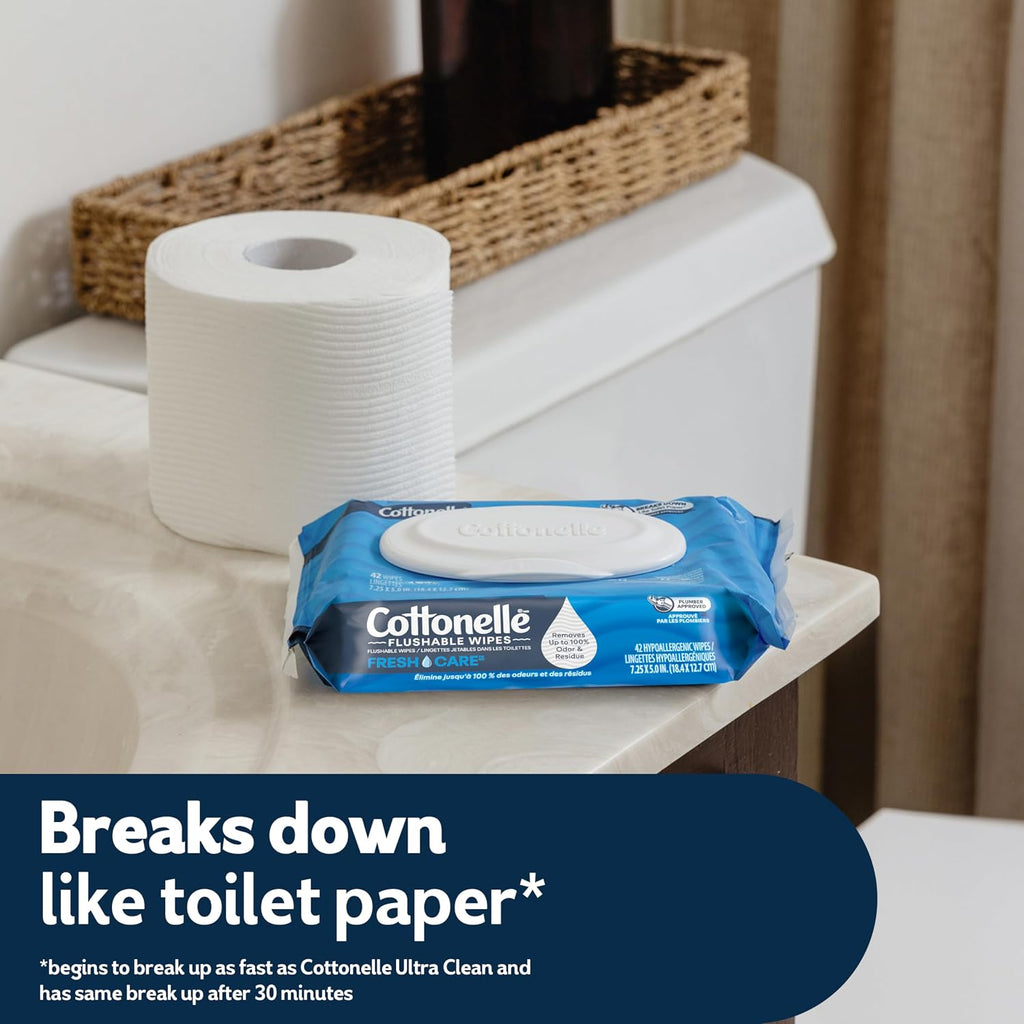 Cottonelle Fresh Feel Flushable Wipes, 8 Packs, 42 Wipes per Pack