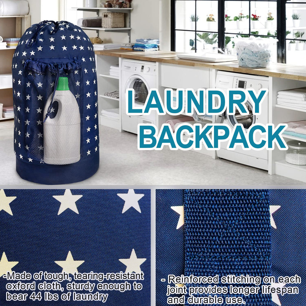 Backpack Laundry Bag, 115L Large Hamper with Shoulder Straps, Drawstring Closure, Mesh Pocket, Khaki