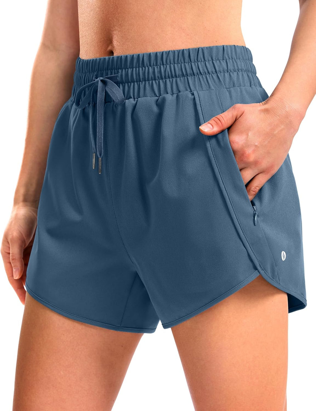 SANTINY Women's 3.5''/5''/7'' Athletic Gym Running Shorts Zipper Pockets | No Liner, High Waisted, Quick Dry, Lightweight, Workout, Shorts for Women