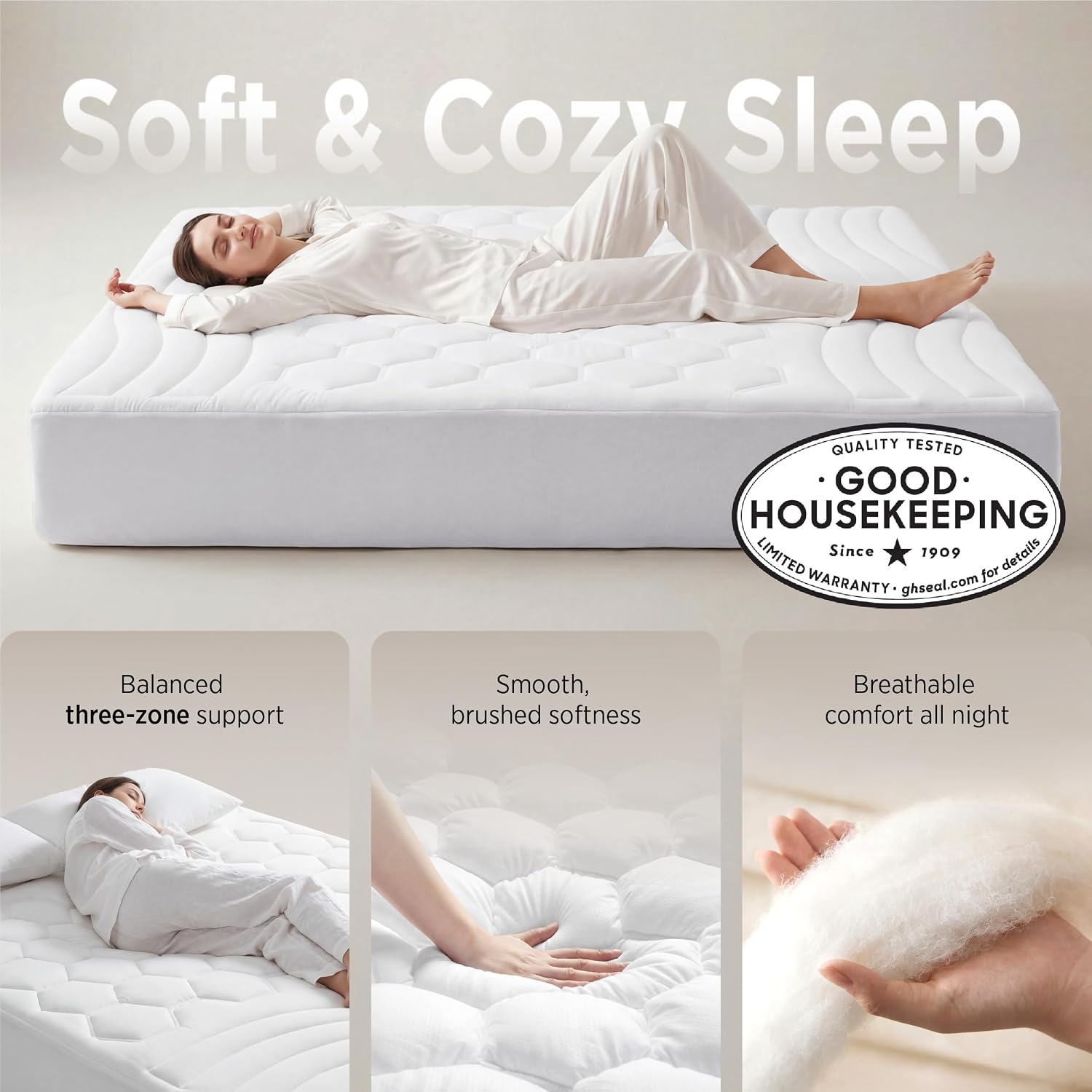 Bedsure Twin XL Mattress Pad - Soft Mattress Topper for College Dorm Room Essentials, Extra Long Twin Quilted Fitted Bed Cover Protector with 8-21 Inches Deep Pocket, Washable, White, 39x80 Inches
