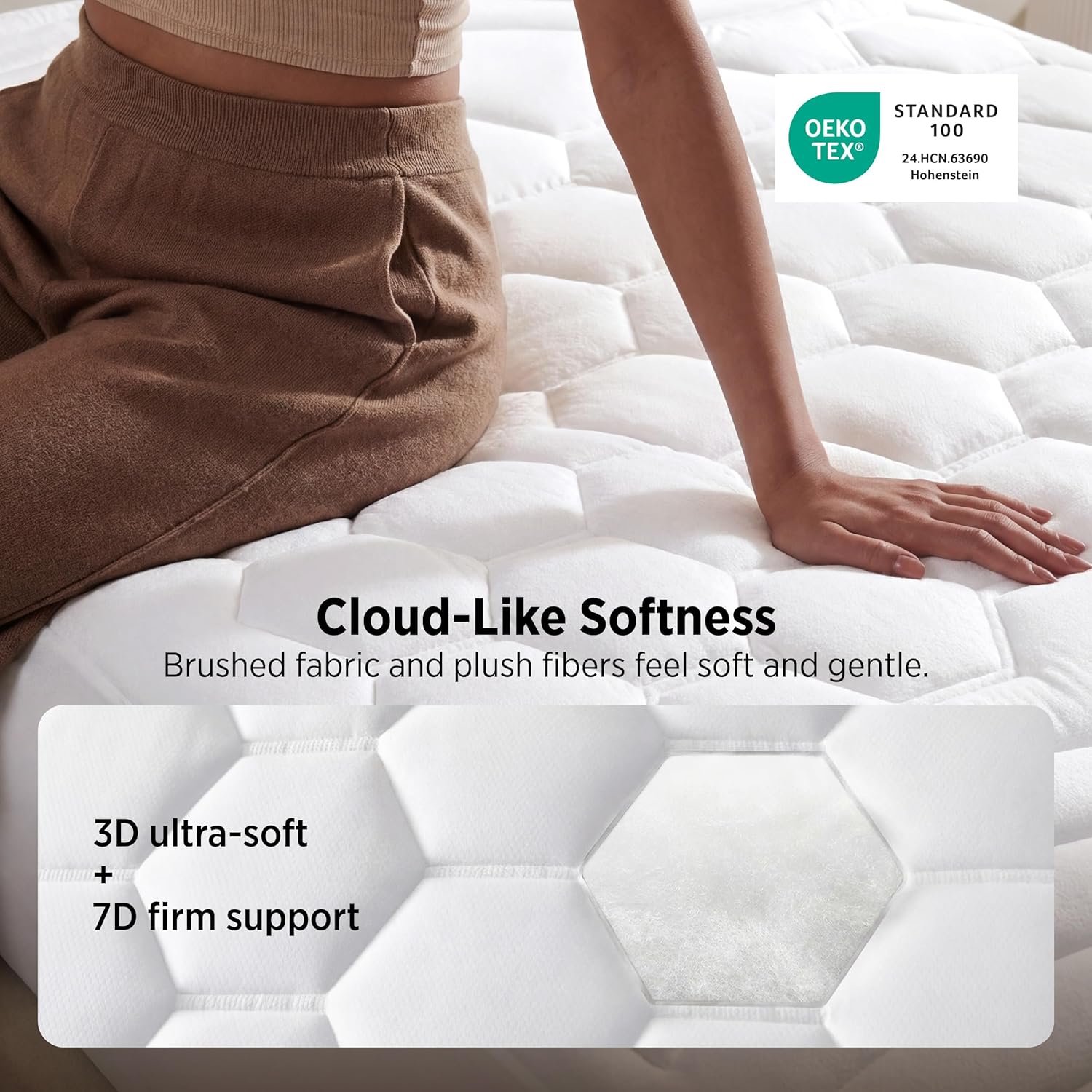 Bedsure Twin XL Mattress Pad - Soft Mattress Topper for College Dorm Room Essentials, Extra Long Twin Quilted Fitted Bed Cover Protector with 8-21 Inches Deep Pocket, Washable, White, 39x80 Inches