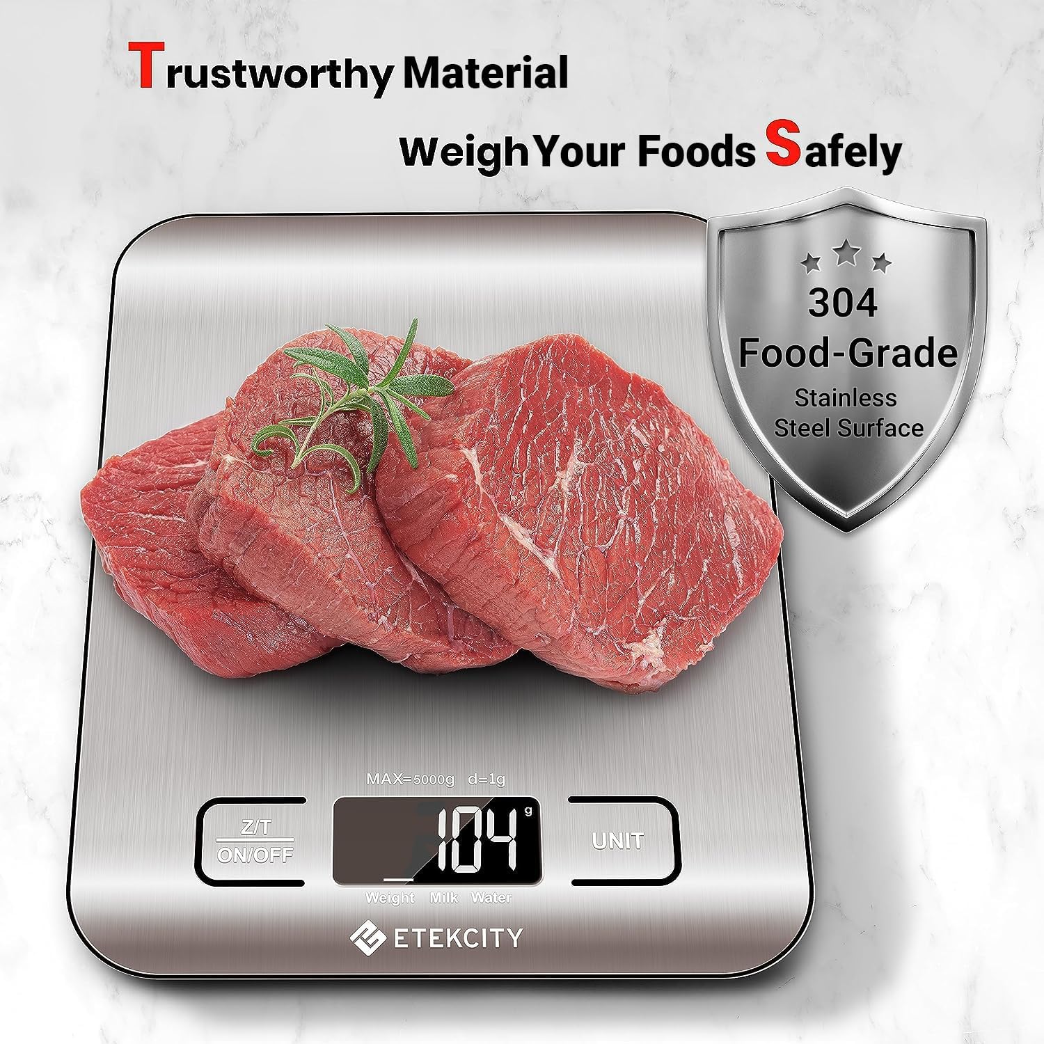 Etekcity Food Kitchen Scale, Digital Grams and Ounces, 11lb | Tare function, ideal for baking, weight loss, keto, meal prep, packages, liquids and jewelry, 304 Stainless Steel
