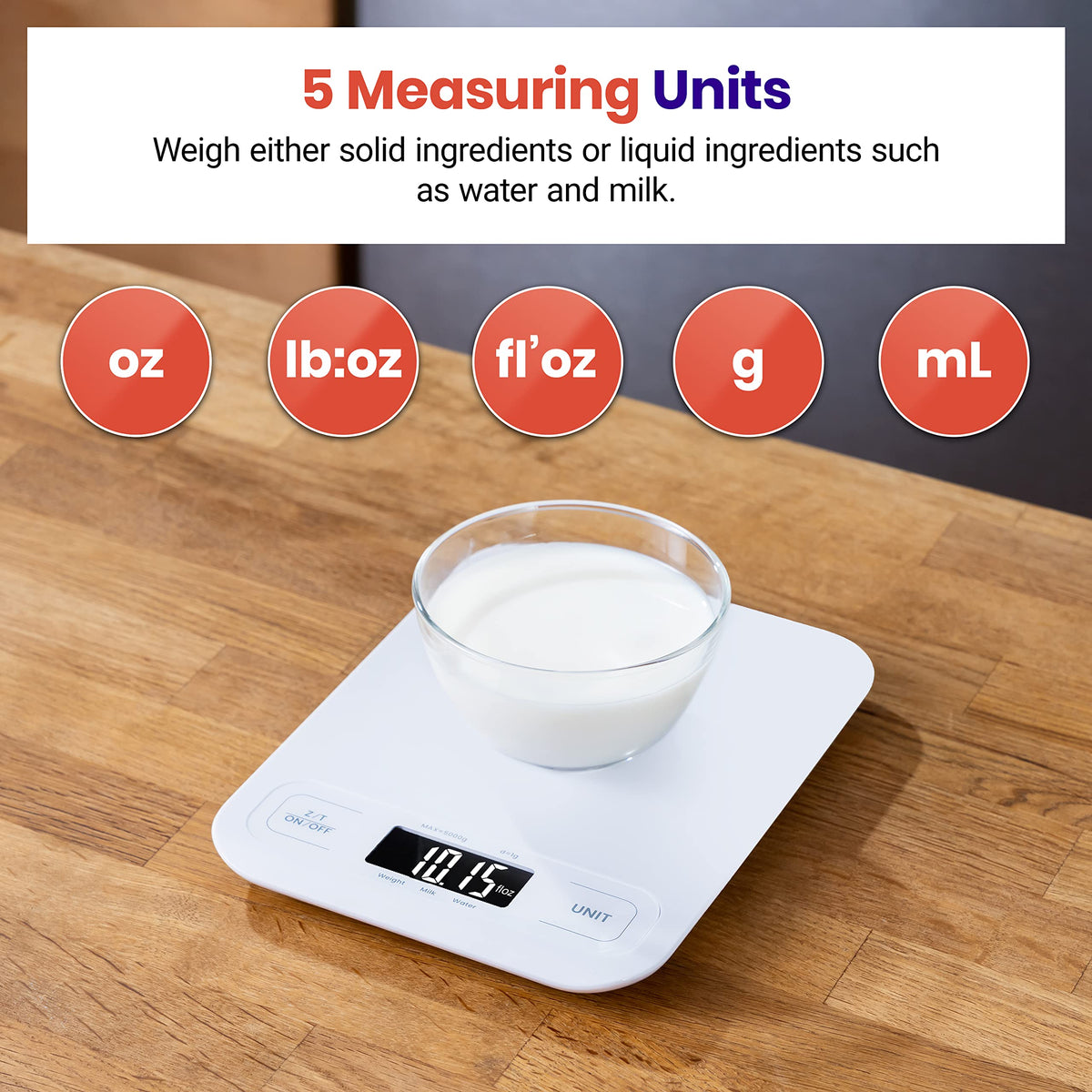 Etekcity Food Kitchen Scale, Digital Grams and Ounces, 11lb | Tare function, ideal for baking, weight loss, keto, meal prep, packages, liquids and jewelry, 304 Stainless Steel