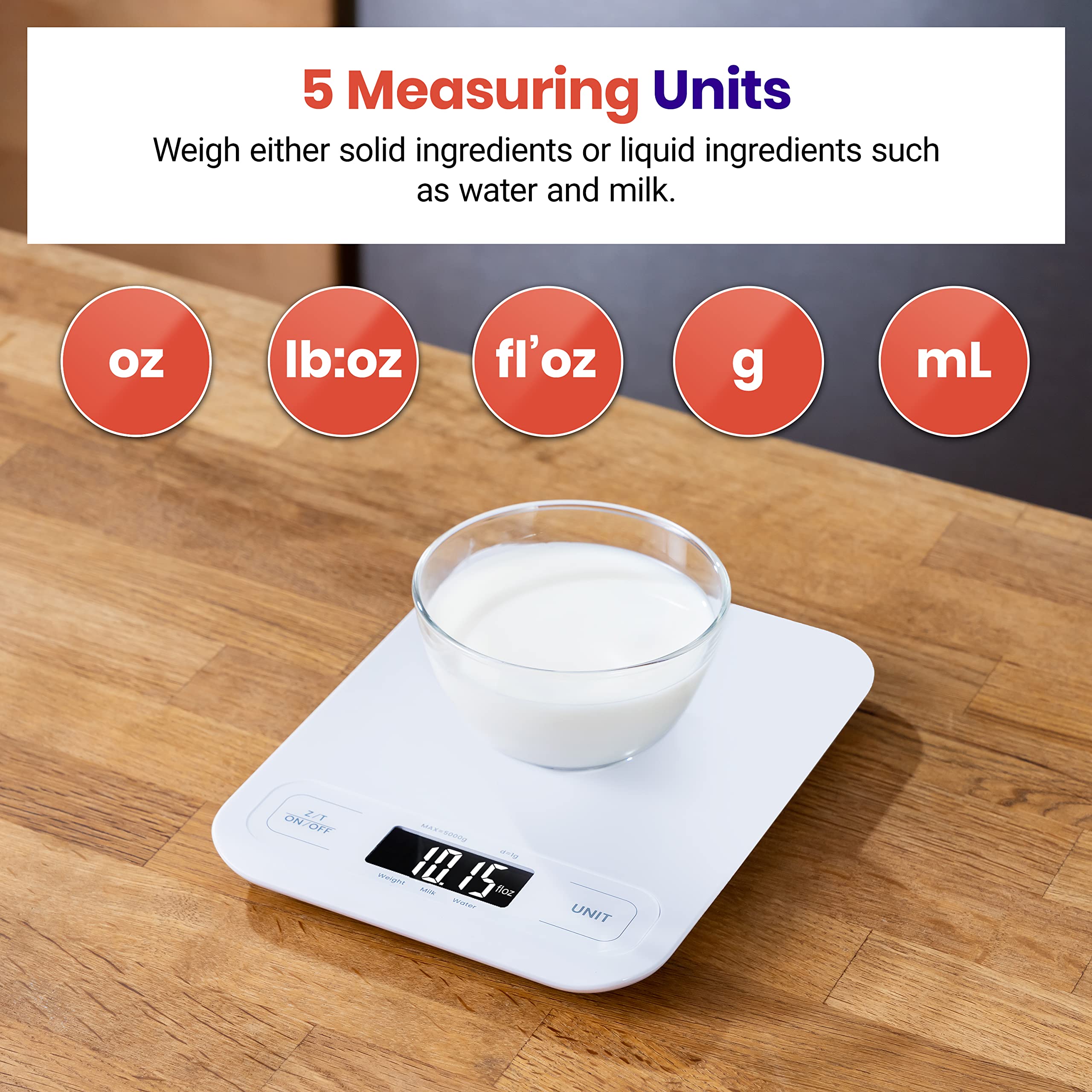 Etekcity Food Kitchen Scale, Digital Grams and Ounces, 11lb | Tare function, ideal for baking, weight loss, keto, meal prep, packages, liquids and jewelry, 304 Stainless Steel