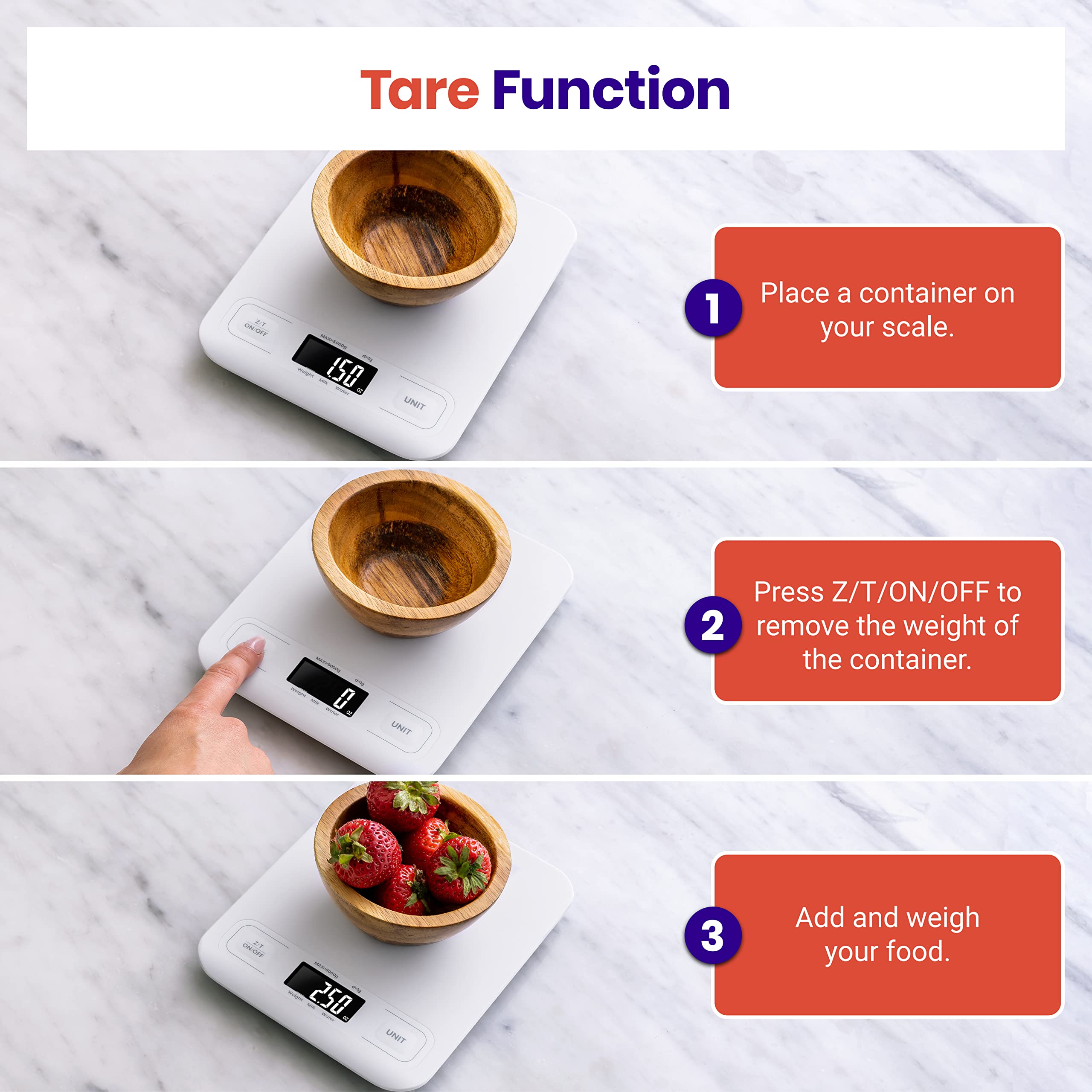 Etekcity Food Kitchen Scale, Digital Grams and Ounces, 11lb | Tare function, ideal for baking, weight loss, keto, meal prep, packages, liquids and jewelry, 304 Stainless Steel