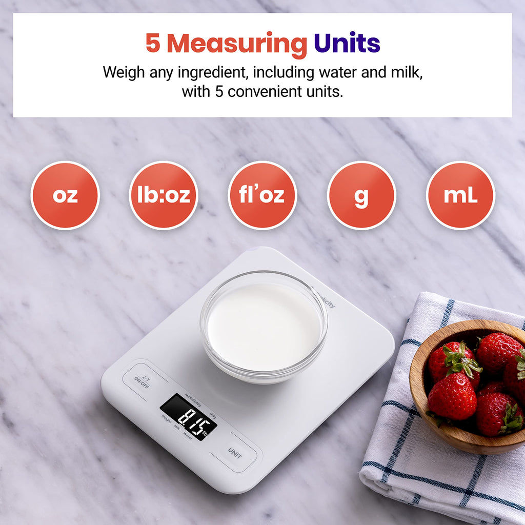 Etekcity Food Kitchen Scale, Digital Grams and Ounces, 11lb | Tare function, ideal for baking, weight loss, keto, meal prep, packages, liquids and jewelry, 304 Stainless Steel