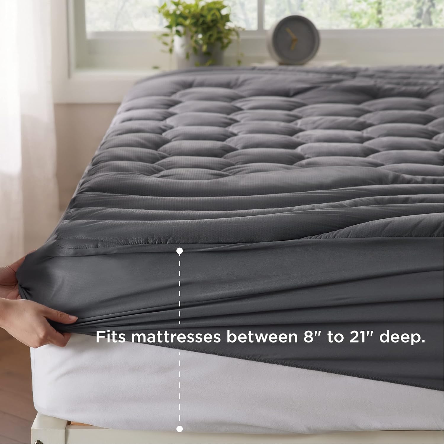 Bedsure Twin XL Mattress Pad - Soft Mattress Topper for College Dorm Room Essentials, Extra Long Twin Quilted Fitted Bed Cover Protector with 8-21 Inches Deep Pocket, Washable, White, 39x80 Inches