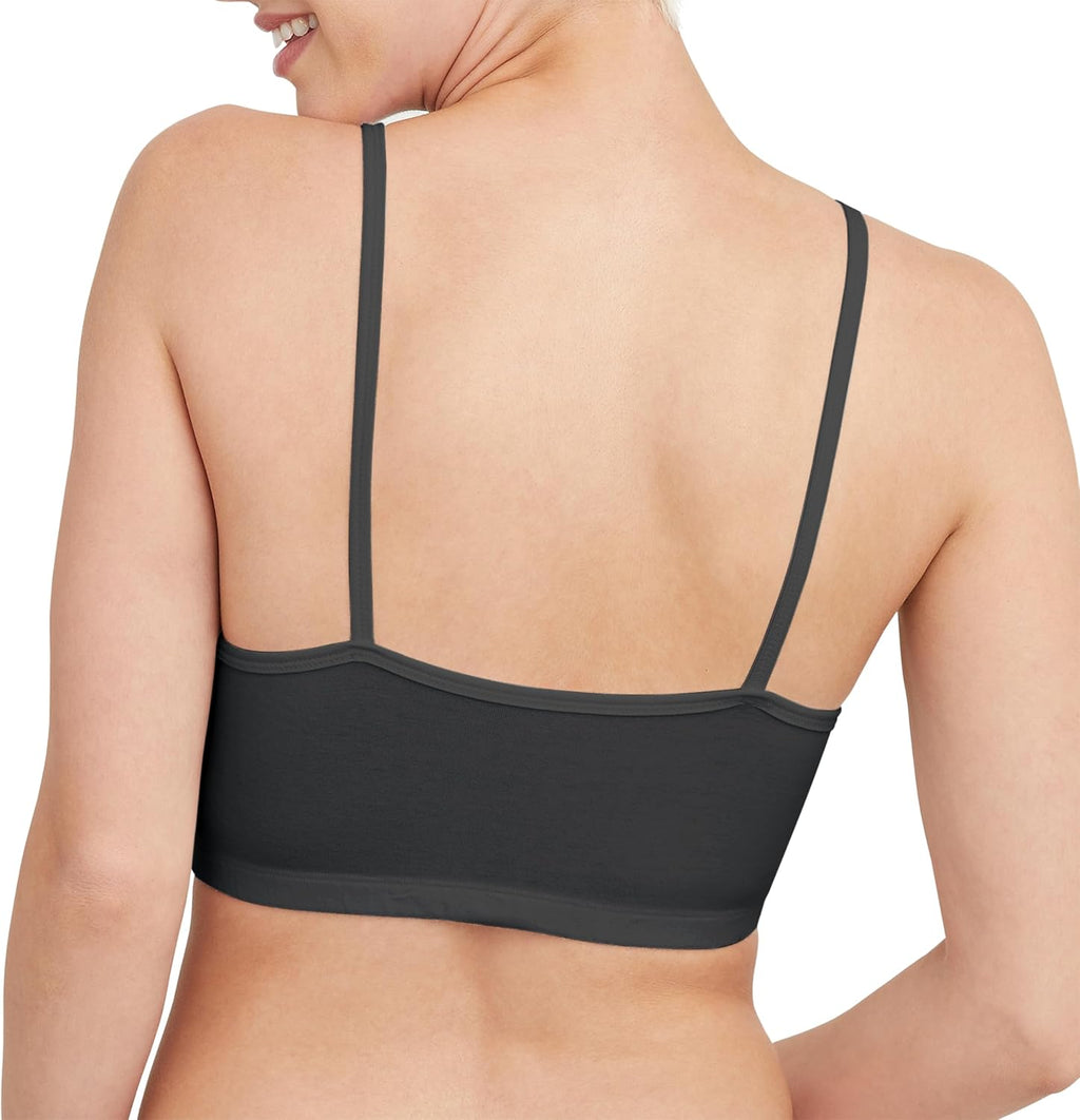 Hanes Women's String Bralette Pack, 3-Pack, Cotton Sports Bralette Bras for Women, Solid or Assorted Wireless Bras