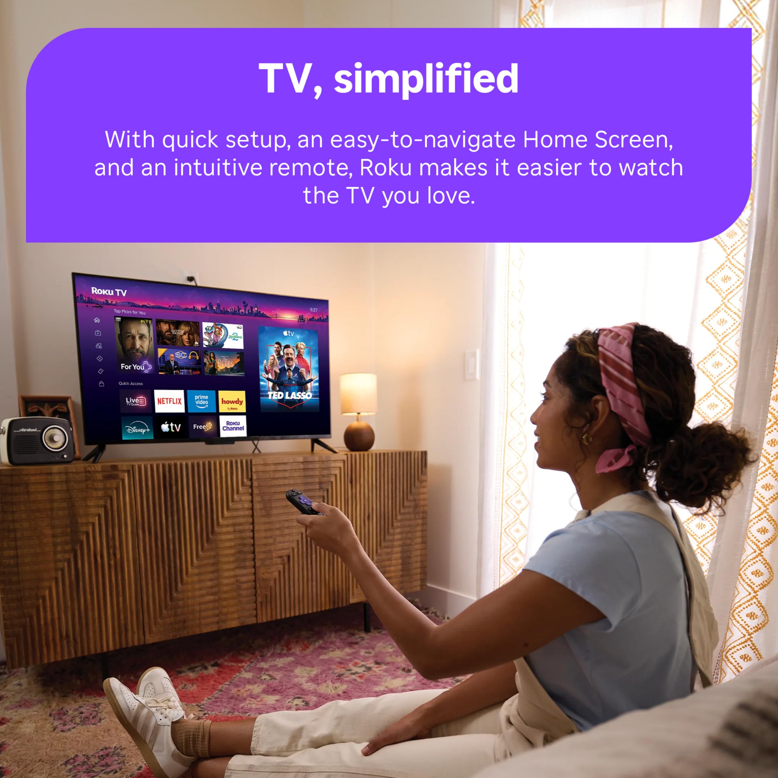 Roku 55-Inch Select Series Smart TV 2026-4K QLED TV - Roku TV | Flat Screen QLED Television with Voice Remote, Wi-Fi & Bluetooth Headphone Mode - Streaming Live Local News, Sports, & Movies