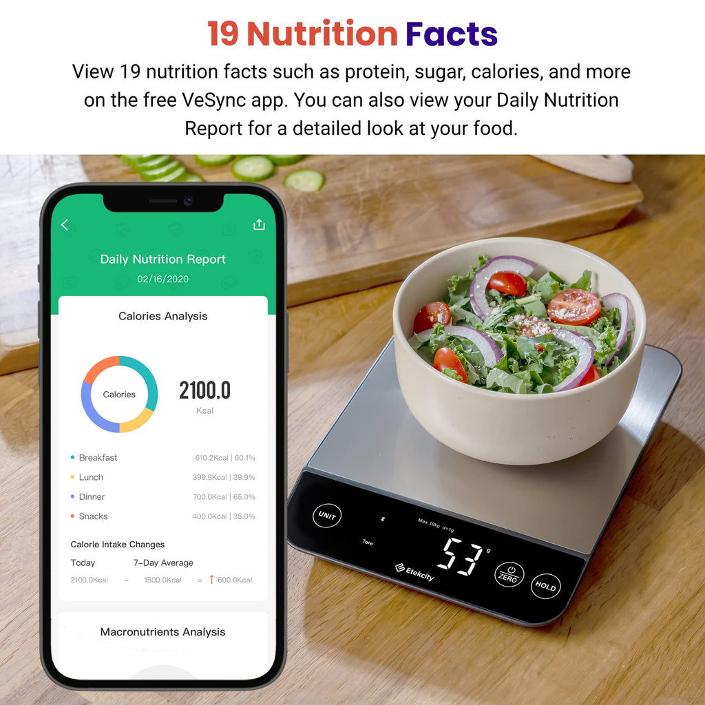 Etekcity Food Kitchen Scale, Digital Grams and Ounces, 11lb | Tare function, ideal for baking, weight loss, keto, meal prep, packages, liquids and jewelry, 304 Stainless Steel