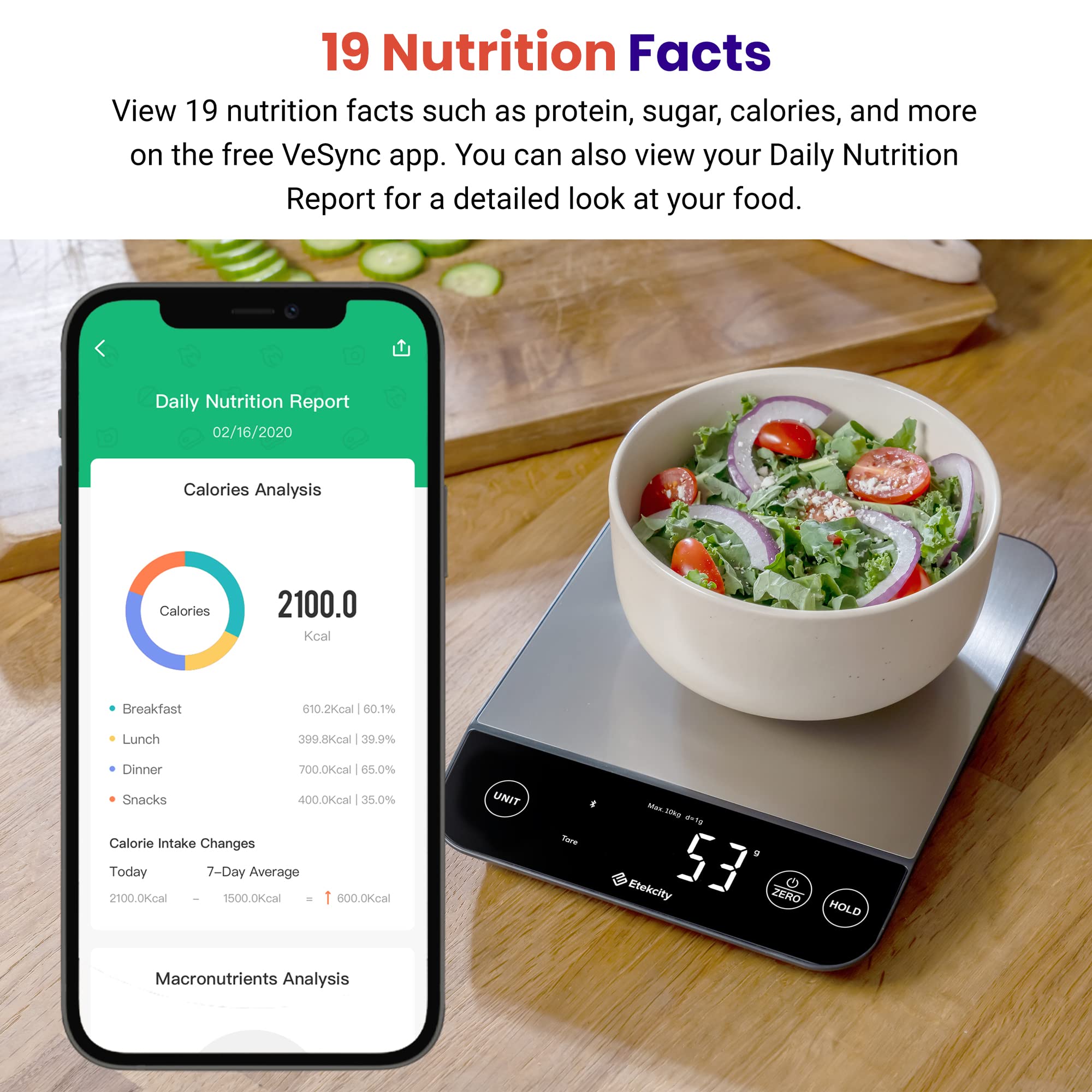 Etekcity Food Kitchen Scale, Digital Grams and Ounces, 11lb | Tare function, ideal for baking, weight loss, keto, meal prep, packages, liquids and jewelry, 304 Stainless Steel