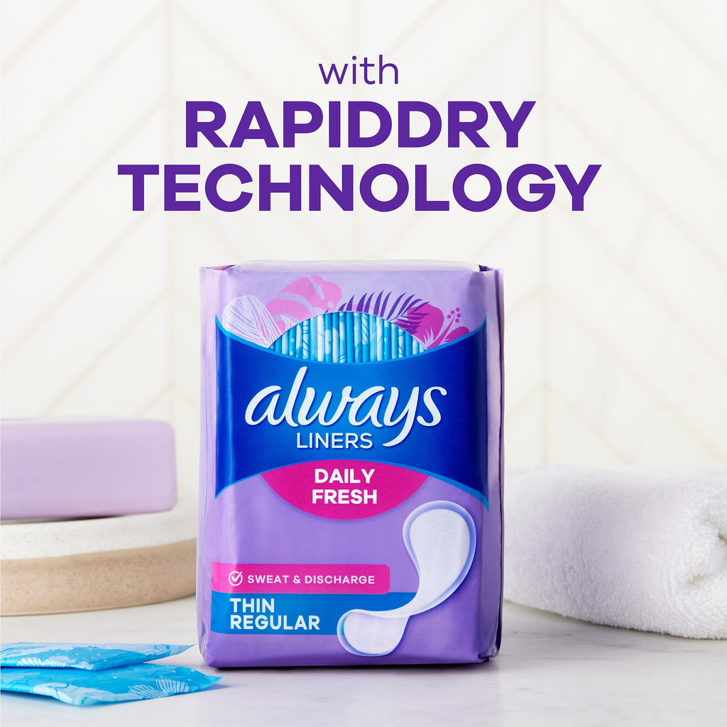 Always Panty Liners for Women Thin No Feel Protection Daily Liners, Regular, Unscented, 162 Count