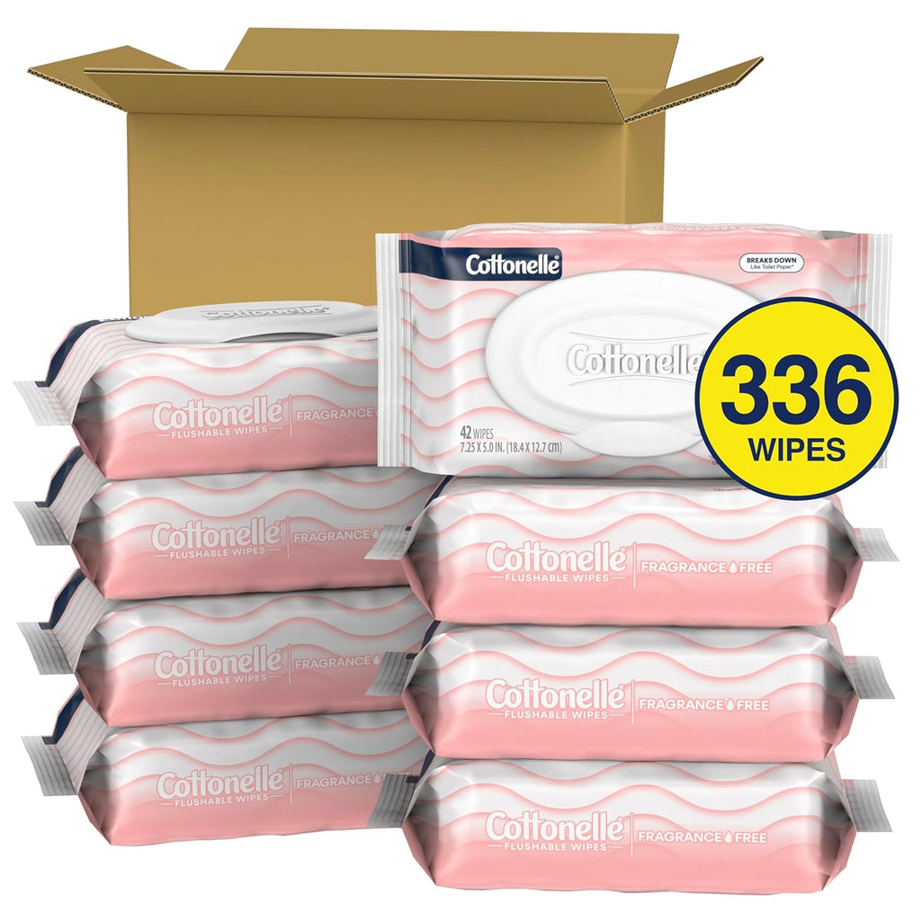 Cottonelle Fresh Feel Flushable Wipes, 8 Packs, 42 Wipes per Pack