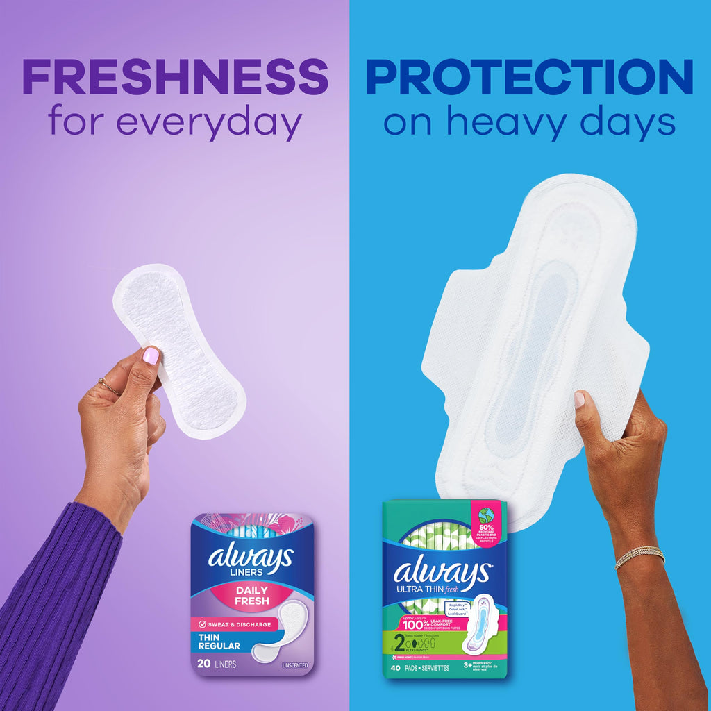 Always Panty Liners for Women Thin No Feel Protection Daily Liners, Regular, Unscented, 162 Count