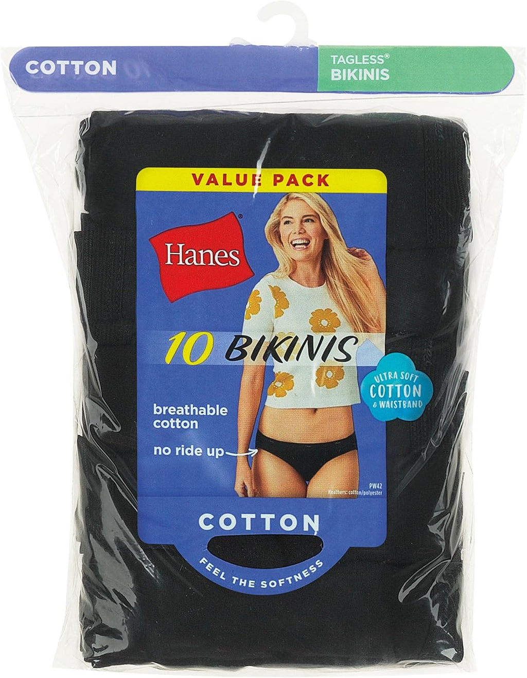 Hanes Women's Underwear Pack, 10-Pack, Full-Coverage Cotton Blend Panties, Moisture-Wicking Underwear for Women