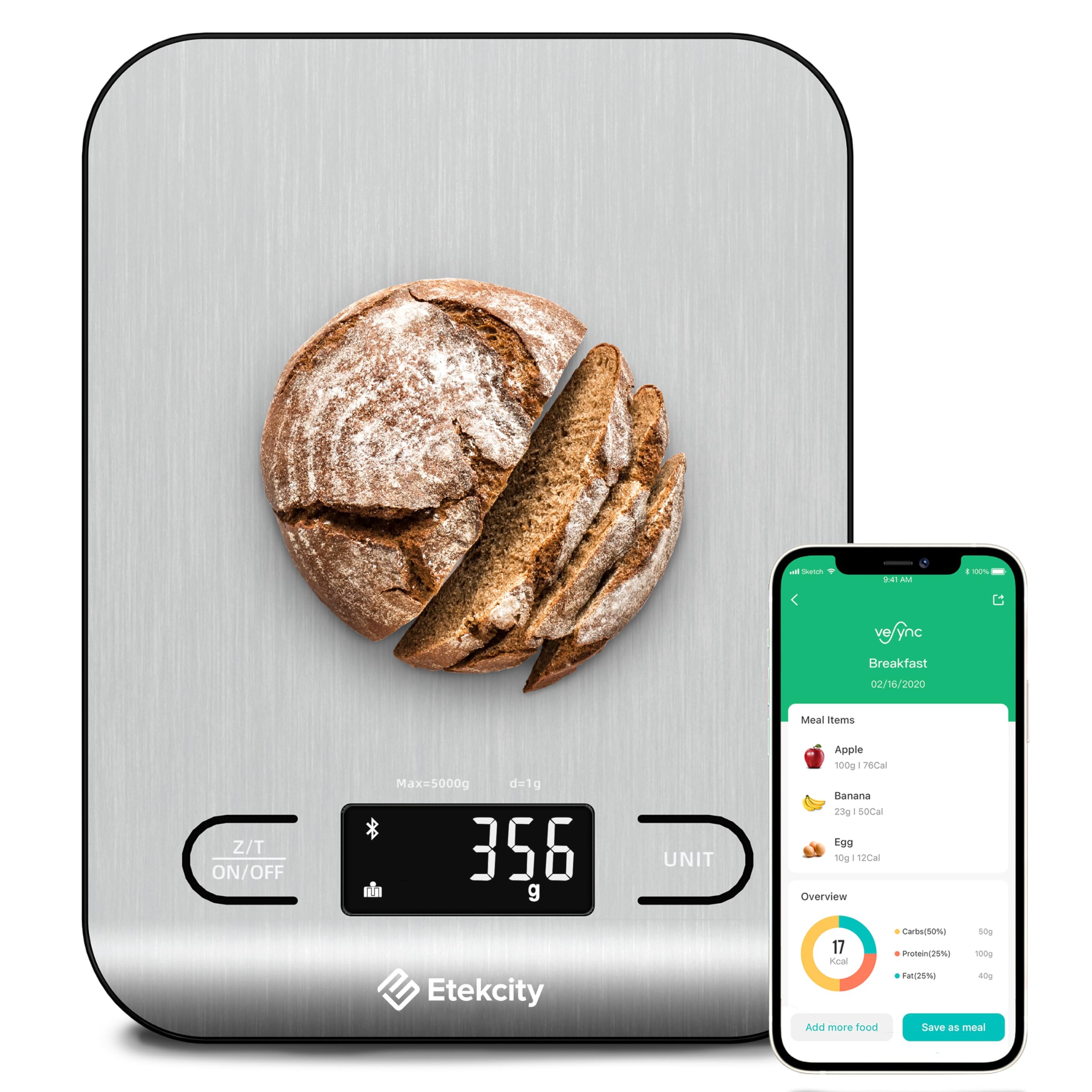 Etekcity Food Kitchen Scale, Digital Grams and Ounces, 11lb | Tare function, ideal for baking, weight loss, keto, meal prep, packages, liquids and jewelry, 304 Stainless Steel