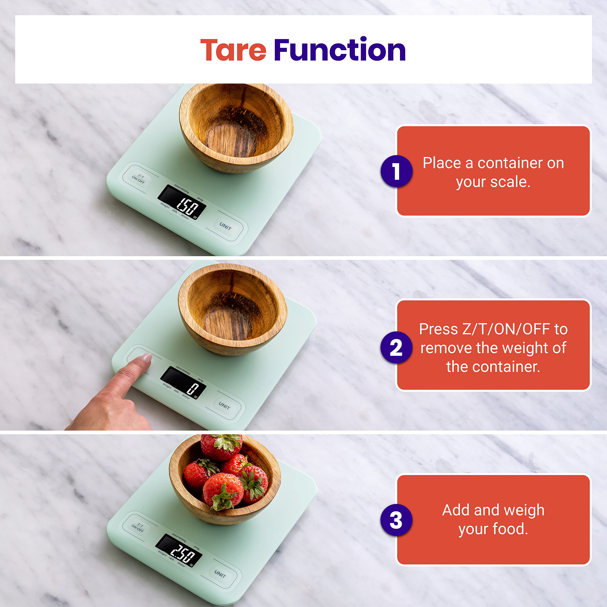 Etekcity Food Kitchen Scale, Digital Grams and Ounces, 11lb | Tare function, ideal for baking, weight loss, keto, meal prep, packages, liquids and jewelry, 304 Stainless Steel