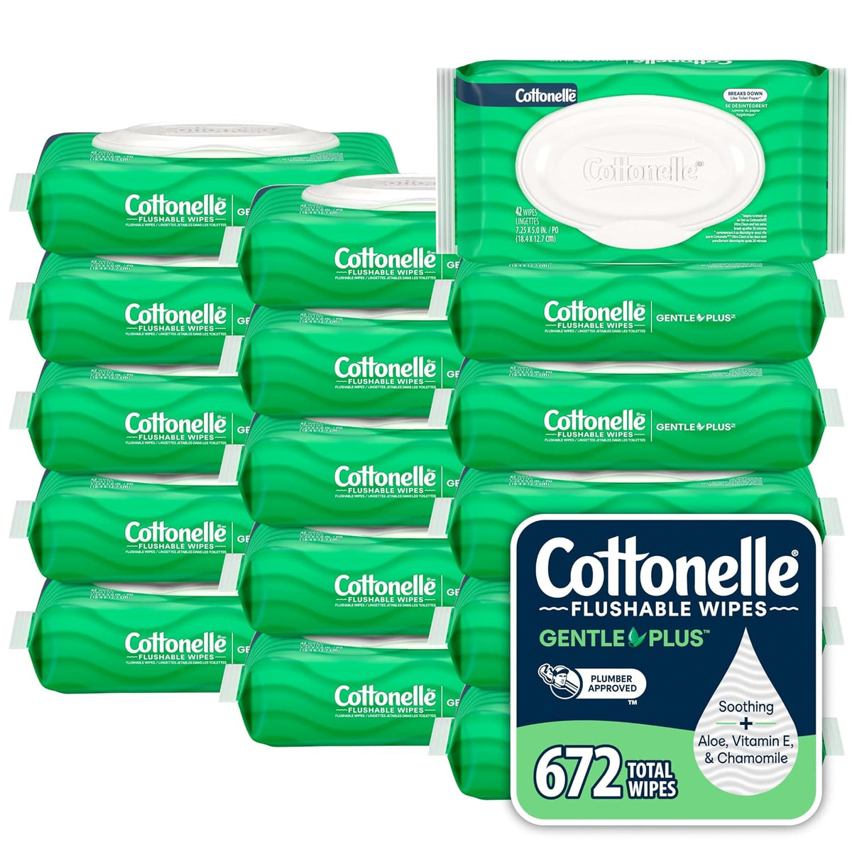 Cottonelle Fresh Feel Flushable Wipes, 8 Packs, 42 Wipes per Pack