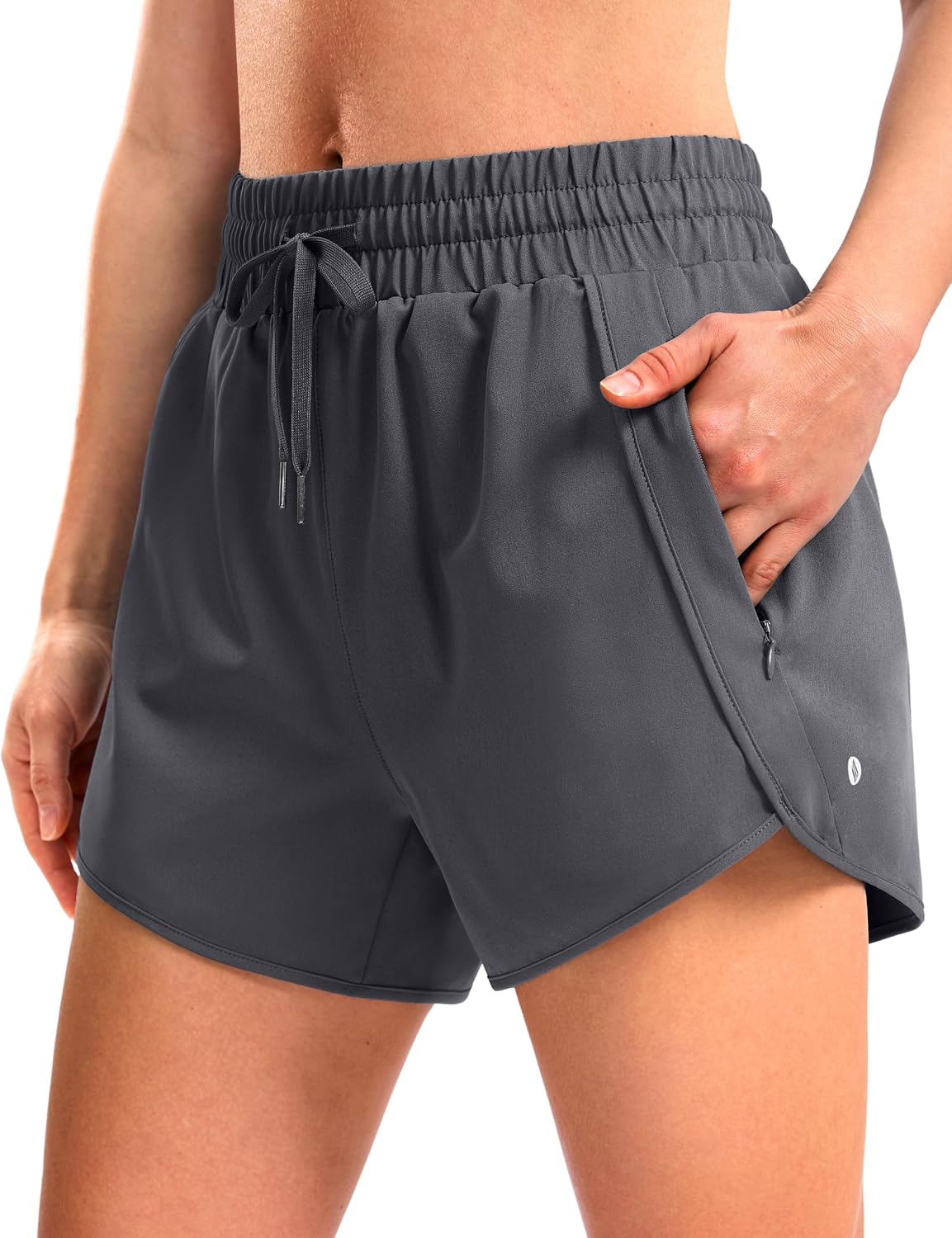 SANTINY Women's 3.5''/5''/7'' Athletic Gym Running Shorts Zipper Pockets | No Liner, High Waisted, Quick Dry, Lightweight, Workout, Shorts for Women