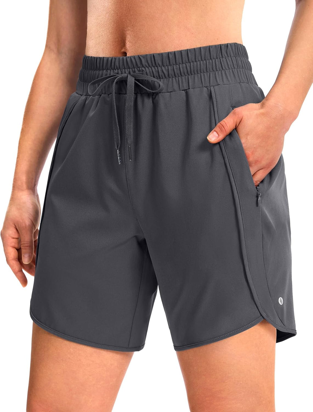 SANTINY Women's 3.5''/5''/7'' Athletic Gym Running Shorts Zipper Pockets | No Liner, High Waisted, Quick Dry, Lightweight, Workout, Shorts for Women