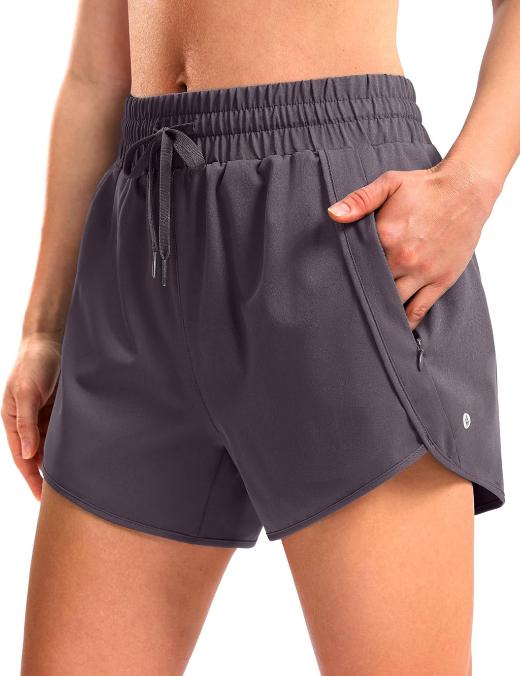 SANTINY Women's 3.5''/5''/7'' Athletic Gym Running Shorts Zipper Pockets | No Liner, High Waisted, Quick Dry, Lightweight, Workout, Shorts for Women