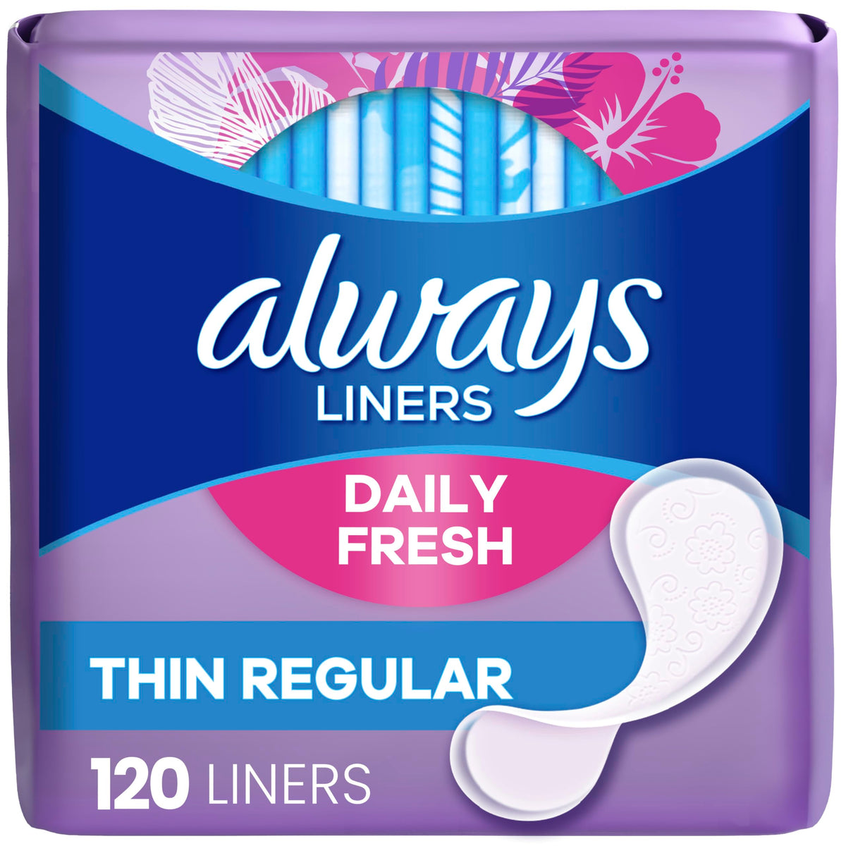 Always Panty Liners for Women Thin No Feel Protection Daily Liners, Regular, Unscented, 162 Count
