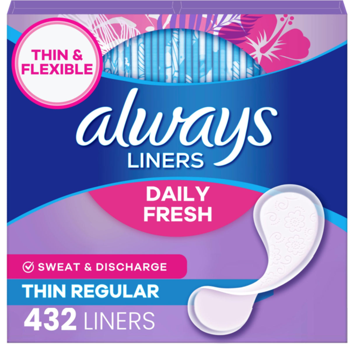 Always Panty Liners for Women Thin No Feel Protection Daily Liners, Regular, Unscented, 162 Count
