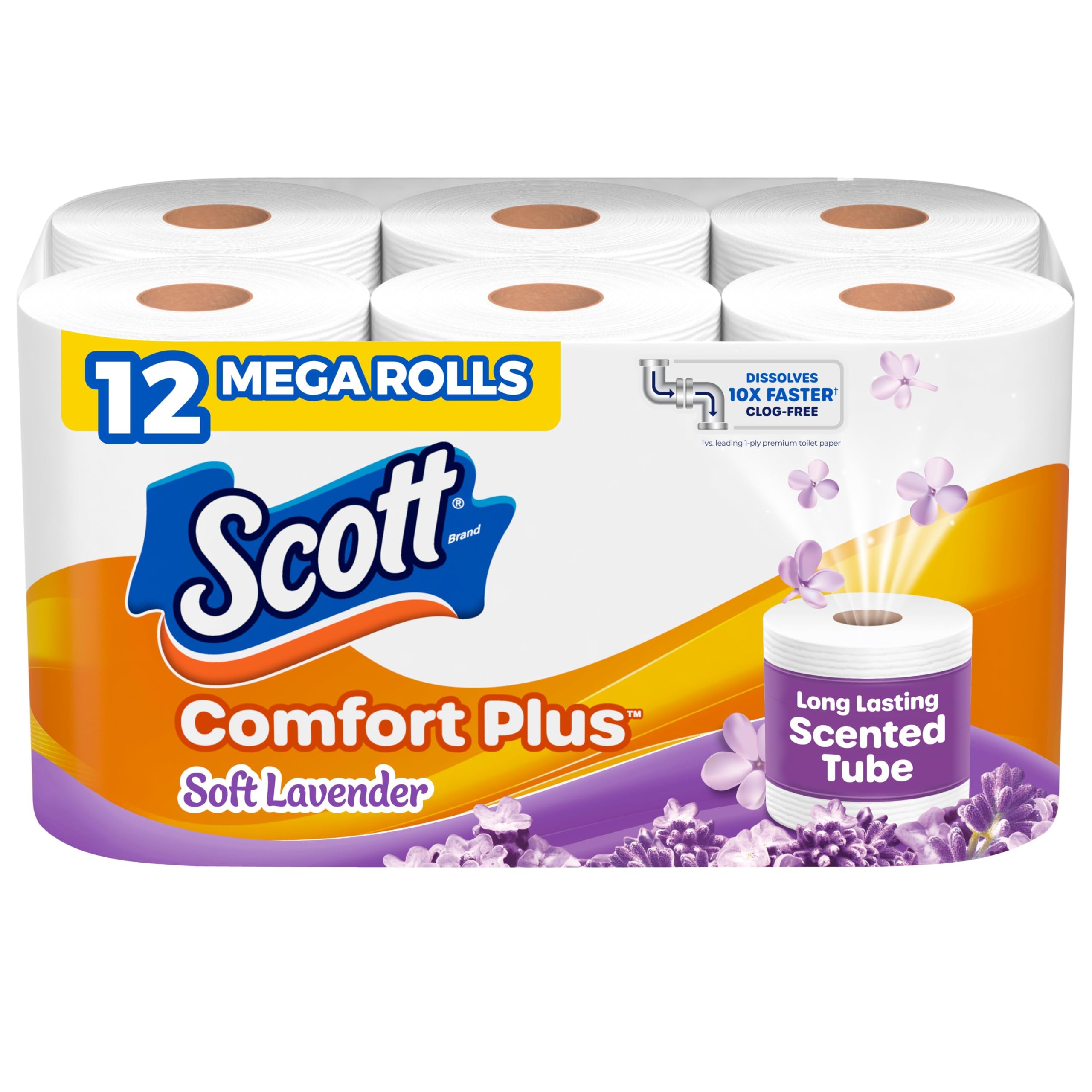 Scott ComfortPlus Toilet Paper, 12 Triple Rolls, 231 Sheets per Roll, Septic-Safe, 1-Ply Toilet Tissue