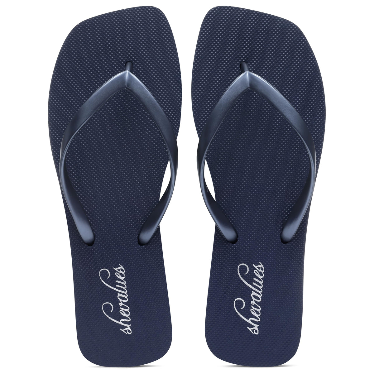 shevalues Slim Square Toe Flip Flops for Women with Comfortable Yoga Mat | Lightweight Non Slip Rubber Sandals for Beach, Shower, Pool & Summer Casual Wear