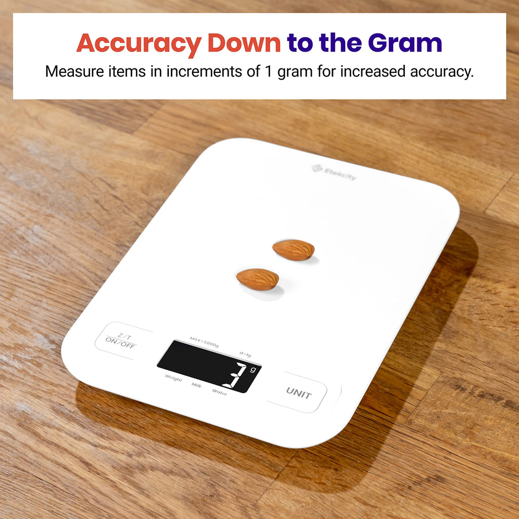Etekcity Food Kitchen Scale, Digital Grams and Ounces, 11lb | Tare function, ideal for baking, weight loss, keto, meal prep, packages, liquids and jewelry, 304 Stainless Steel