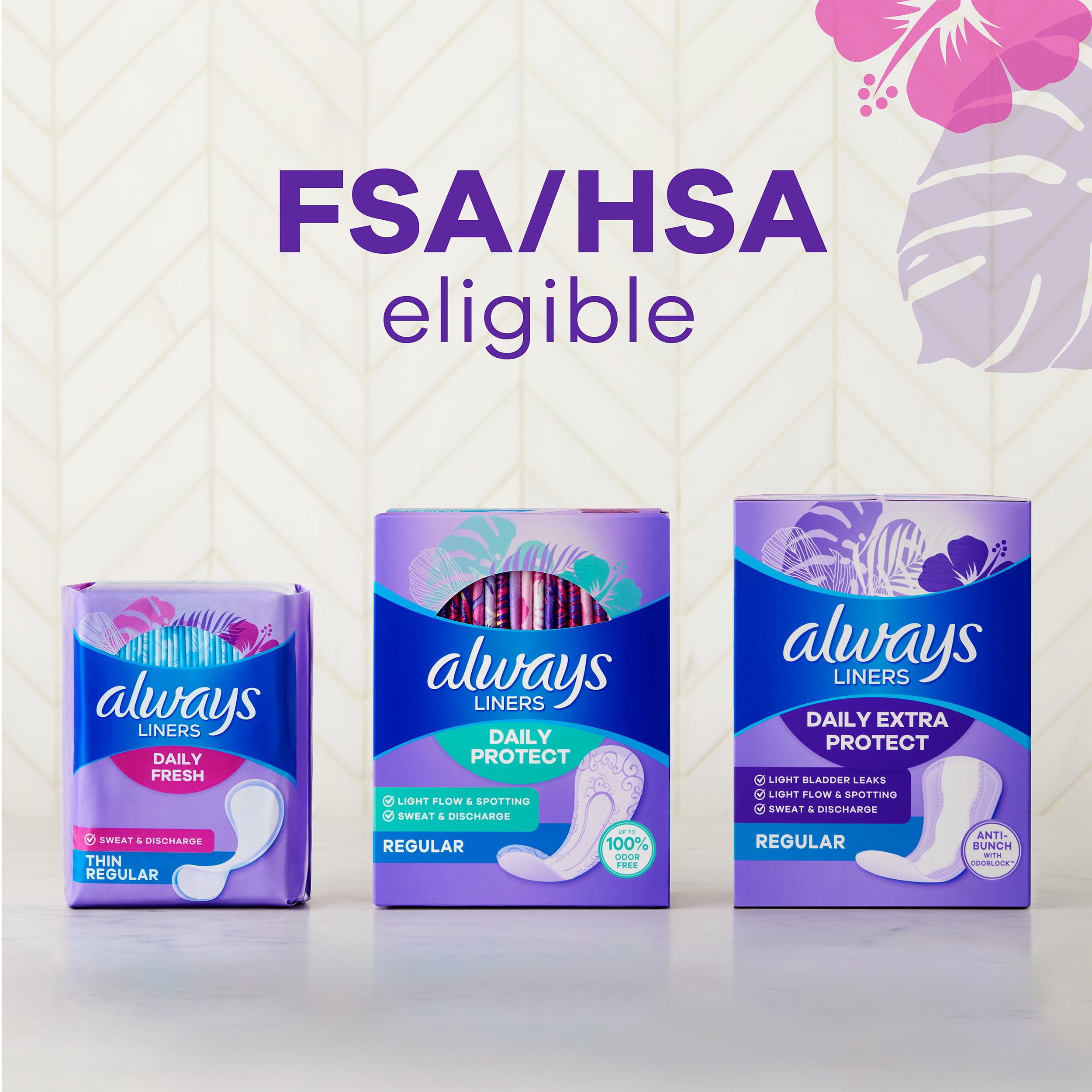 Always Panty Liners for Women Thin No Feel Protection Daily Liners, Regular, Unscented, 162 Count