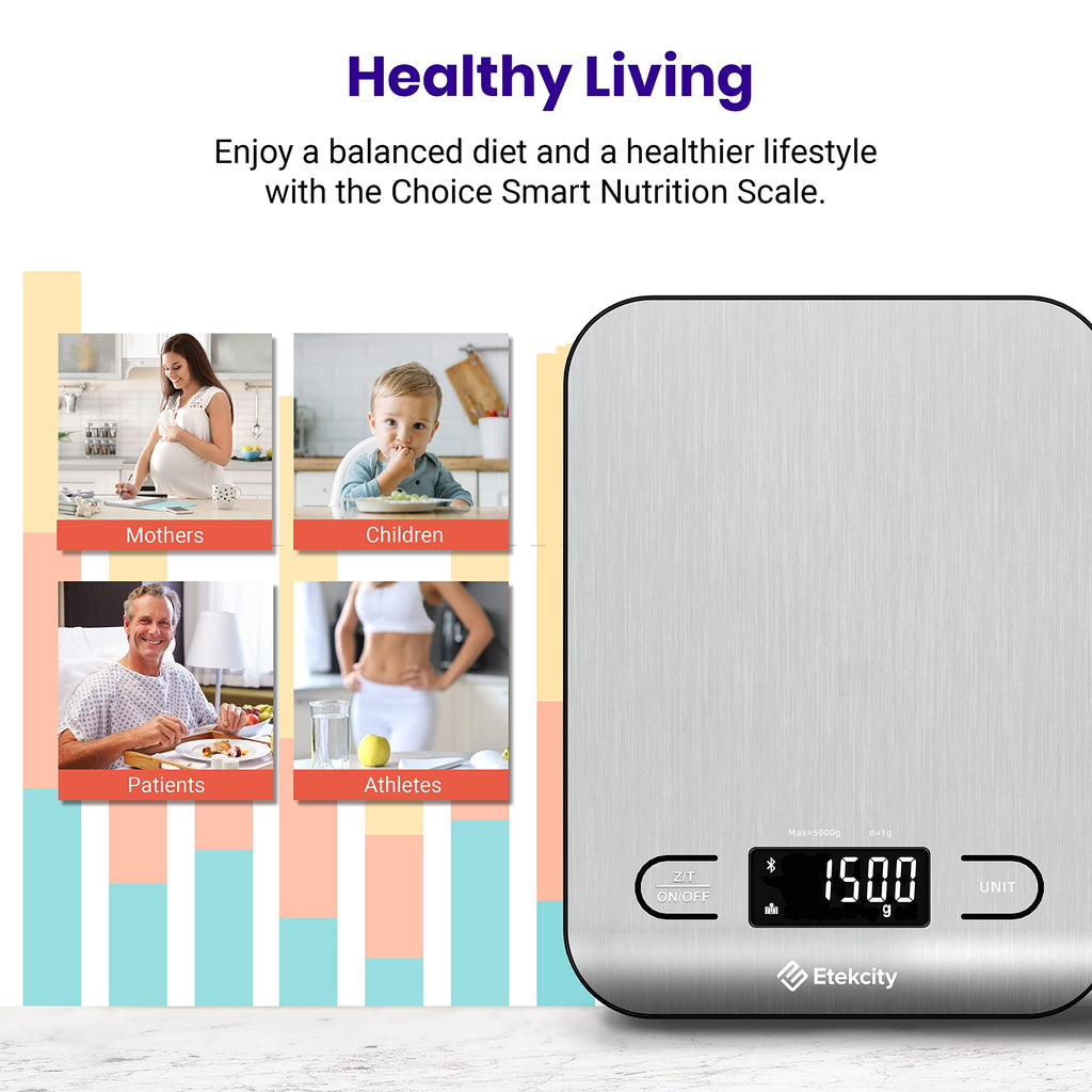 Etekcity Food Kitchen Scale, Digital Grams and Ounces, 11lb | Tare function, ideal for baking, weight loss, keto, meal prep, packages, liquids and jewelry, 304 Stainless Steel