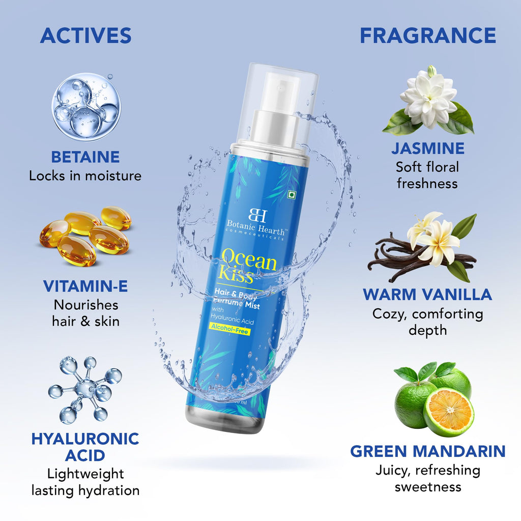 Botanic Hearth Vanilla Hair Perfume & Body Mist- 3.4 Fl oz | Long-Lasting Hair Deodorizer & Body Scent, Alcohol-Free Fragrance Hair Spray Everyday Wear, All Day Freshness for Women & Men