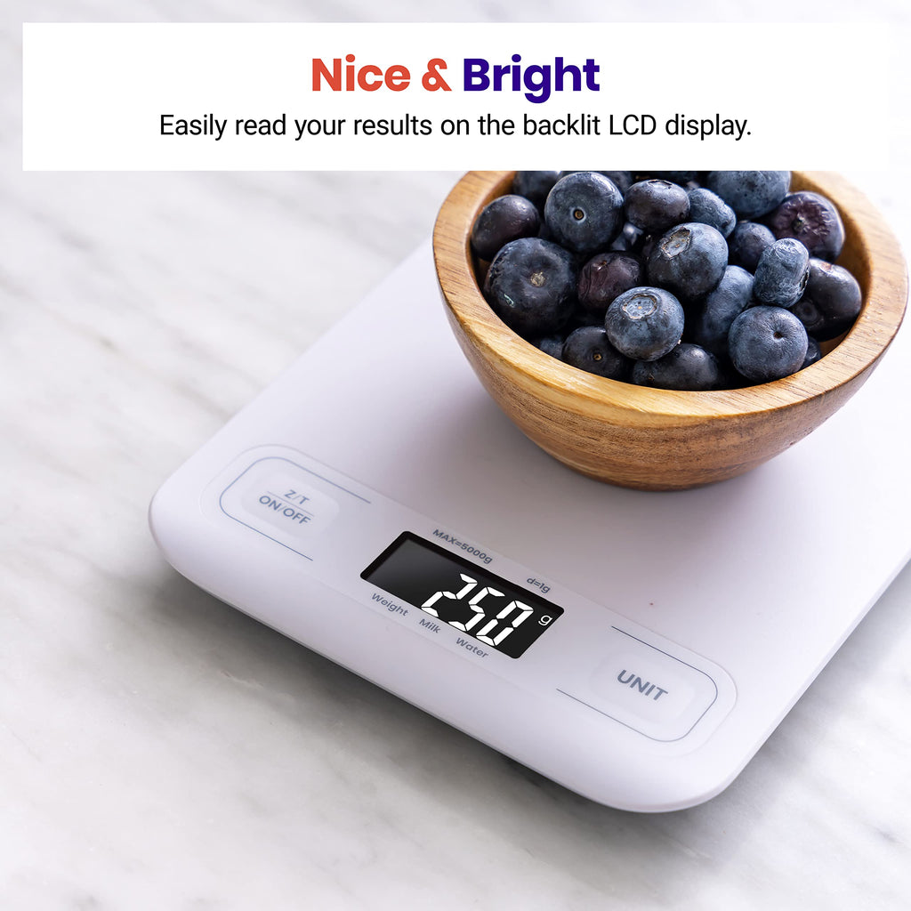 Etekcity Food Kitchen Scale, Digital Grams and Ounces, 11lb | Tare function, ideal for baking, weight loss, keto, meal prep, packages, liquids and jewelry, 304 Stainless Steel