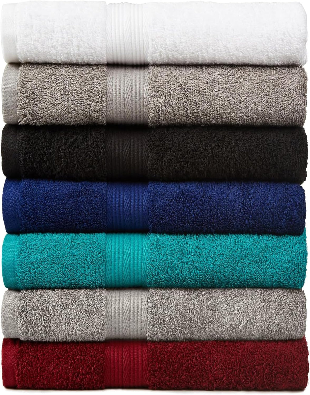 Amazon Basics 6-Piece Oversized Fade-Resistant Towel Set, 100% Cotton, Highly Absorbent, Soft, Teal, 2 Bath Towels, 2 Hand Towels, 2 Washcloths
