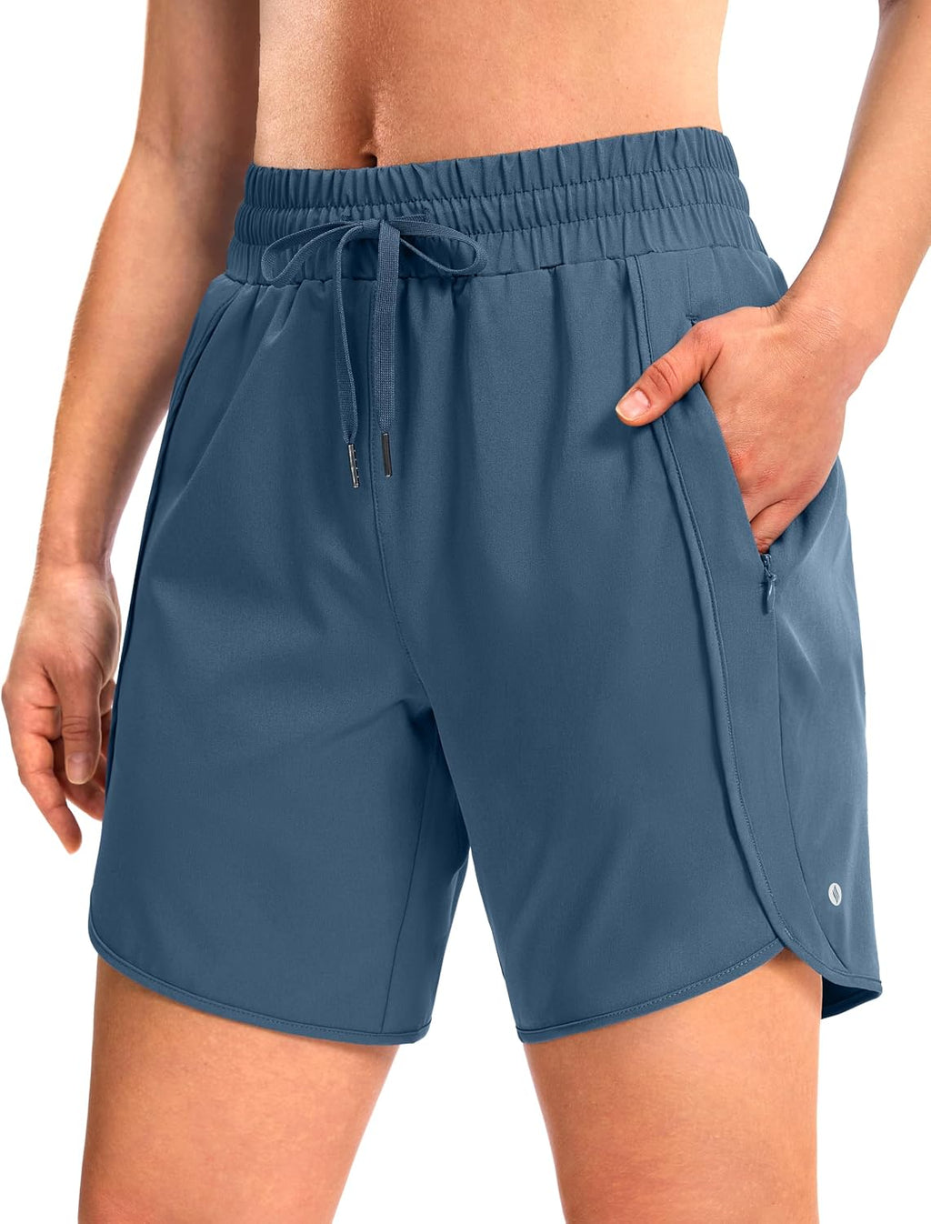 SANTINY Women's 3.5''/5''/7'' Athletic Gym Running Shorts Zipper Pockets | No Liner, High Waisted, Quick Dry, Lightweight, Workout, Shorts for Women